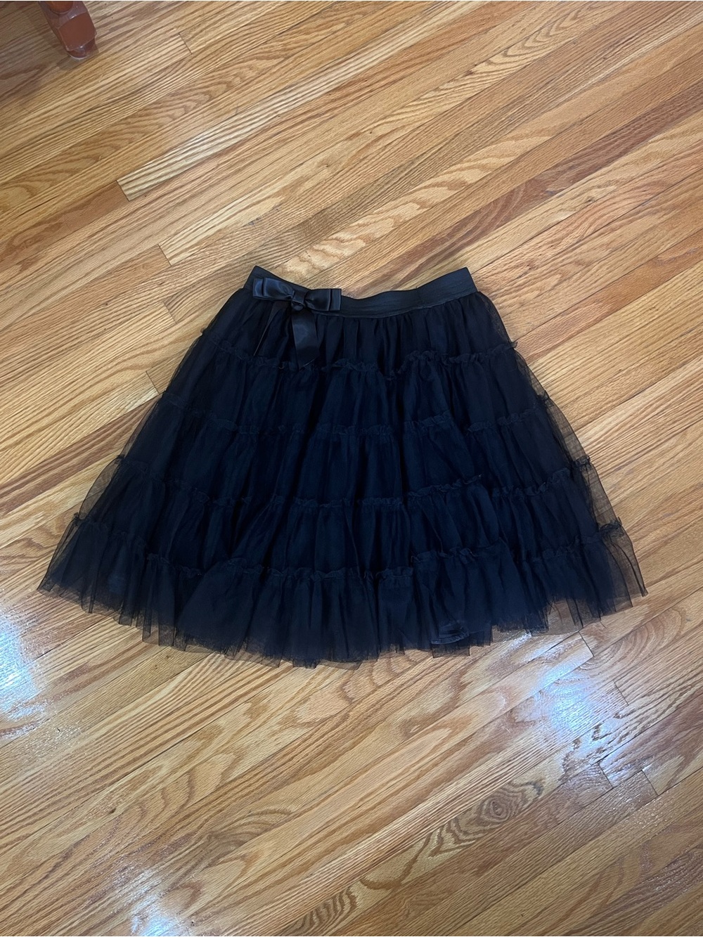 Betsey Johnson Black Layered Tulle Skater Skirt with Bow